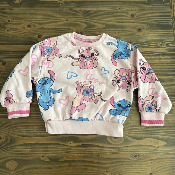 Disney Stitch at Primark Other - Disney Stitch Angel Sweatshirt Girls 6-7 Pink Primark Graphic Pullover